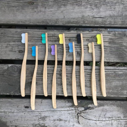 Pack of Ergonomic Bamboo Toothbrushes